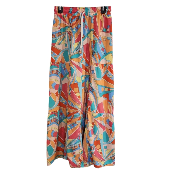 unbranded Pants - Women’s Sz S Palooza Pants Wide Leg Multicolor Elastic Waist Drawstring